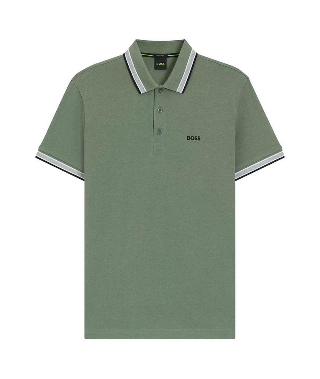 HUGO BOSS Зеленое хлопковое поло с коротким рукавом, фото 1
