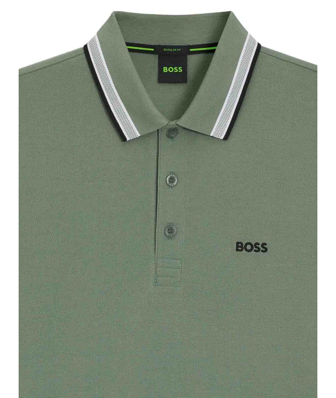 HUGO BOSS Зеленое хлопковое поло с коротким рукавом, фото 2