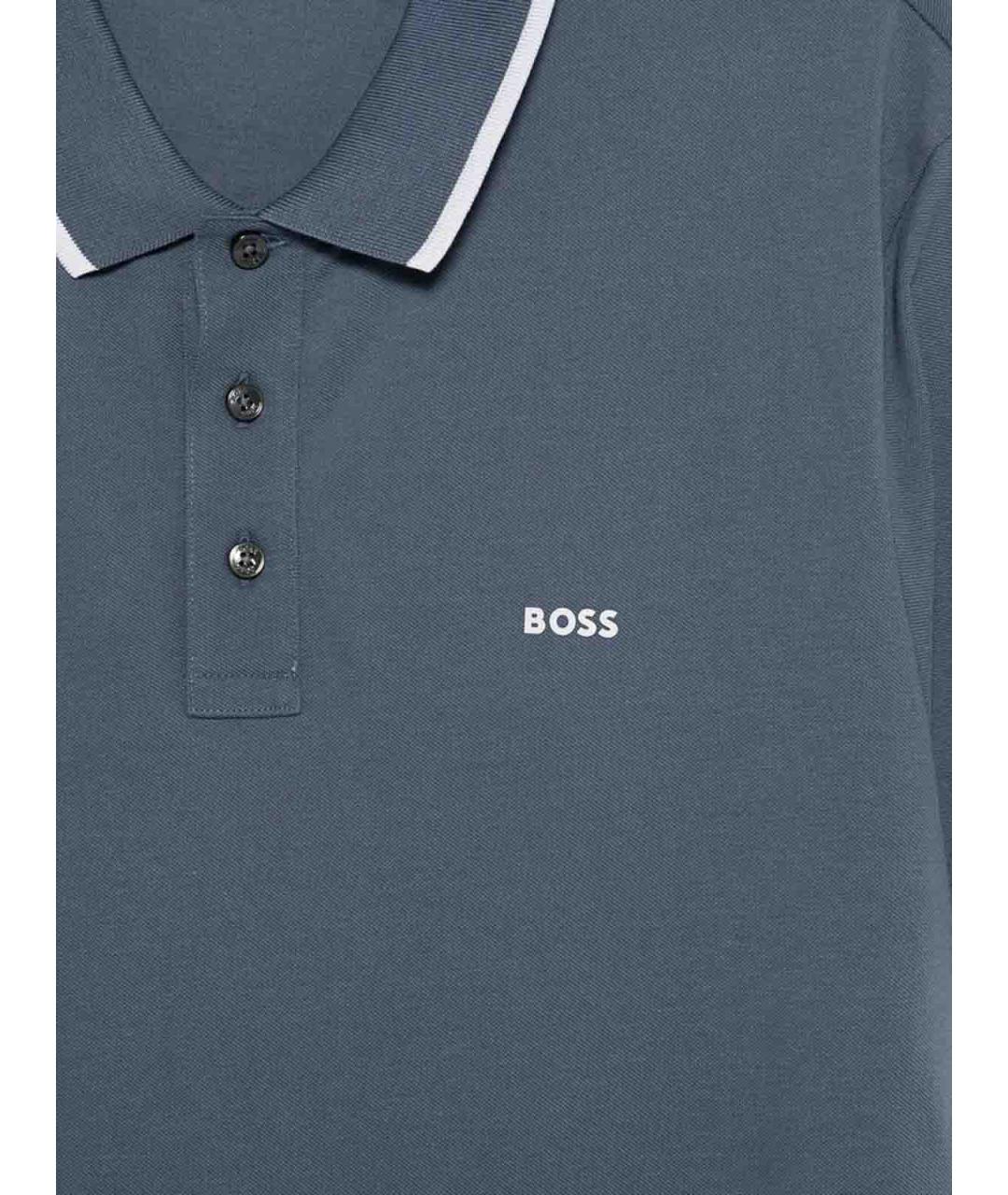 HUGO BOSS Синее хлопковое поло с коротким рукавом, фото 3