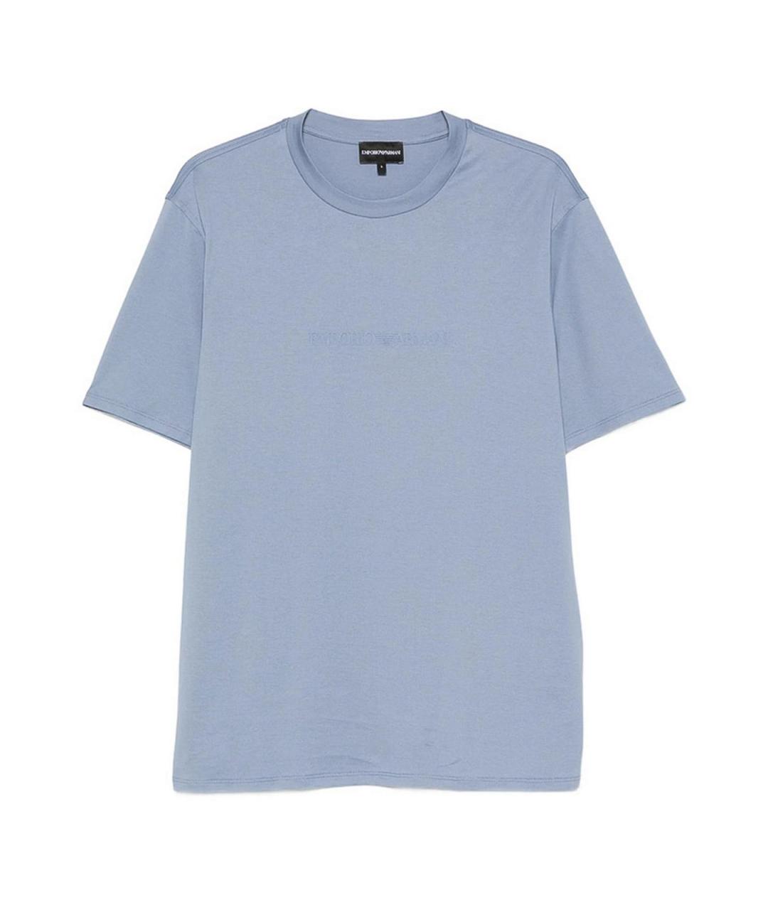 EMPORIO ARMANI Голубая хлопковая футболка, фото 1