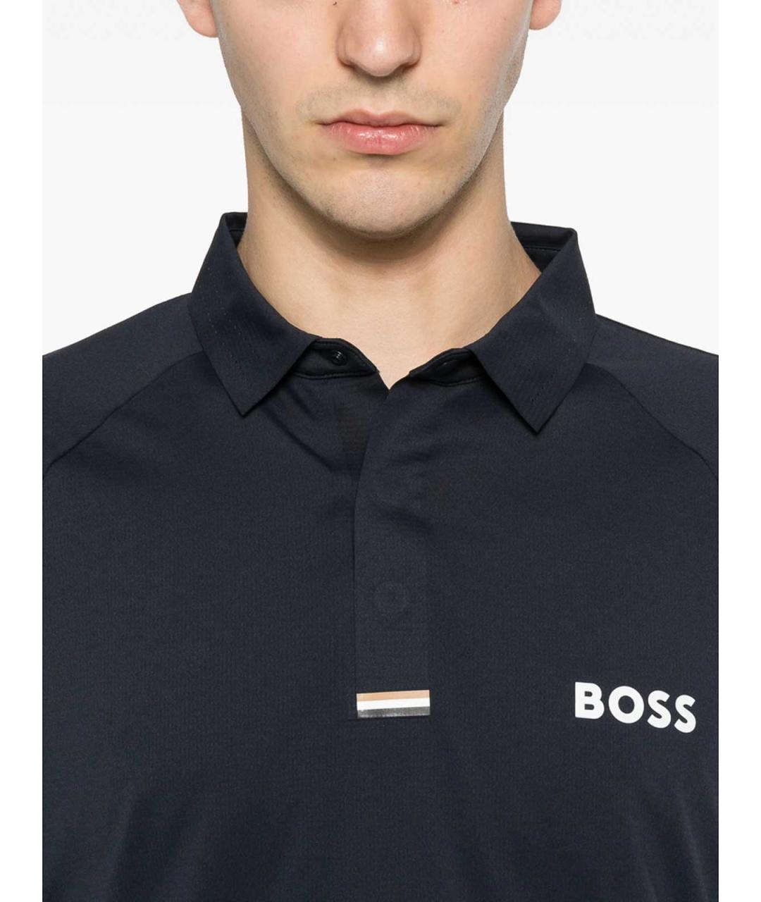 HUGO BOSS Темно-синее поло с коротким рукавом, фото 3