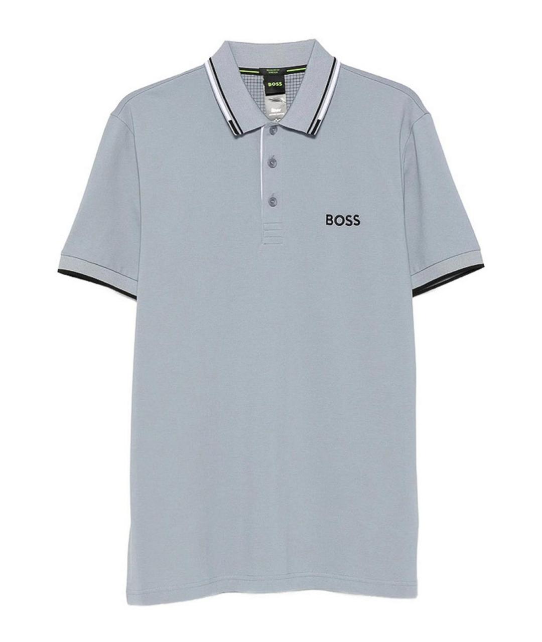 HUGO BOSS Голубое хлопковое поло с коротким рукавом, фото 1