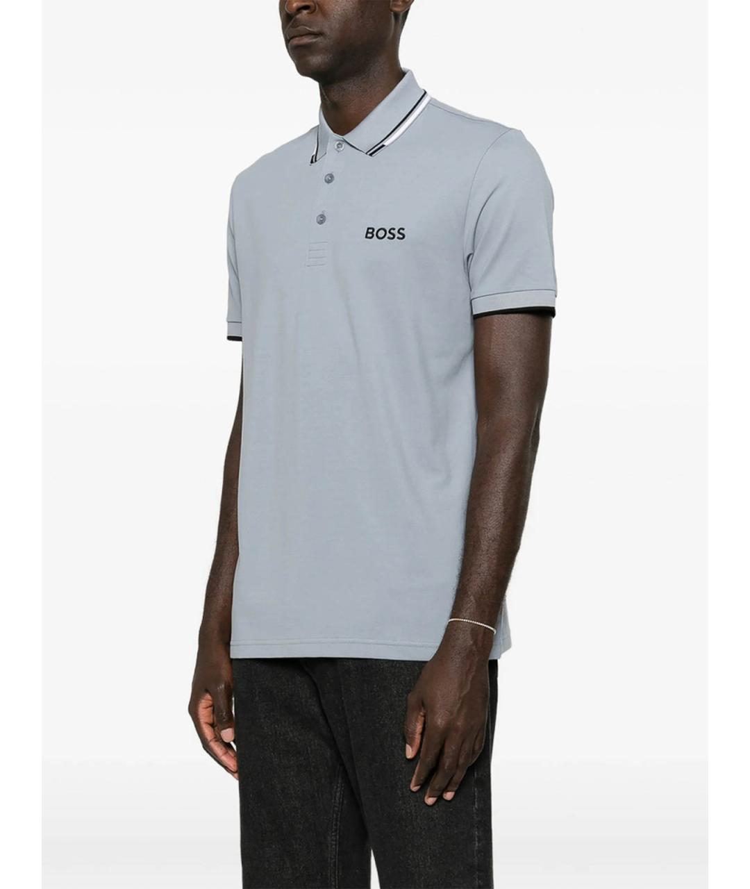 HUGO BOSS Голубое хлопковое поло с коротким рукавом, фото 5