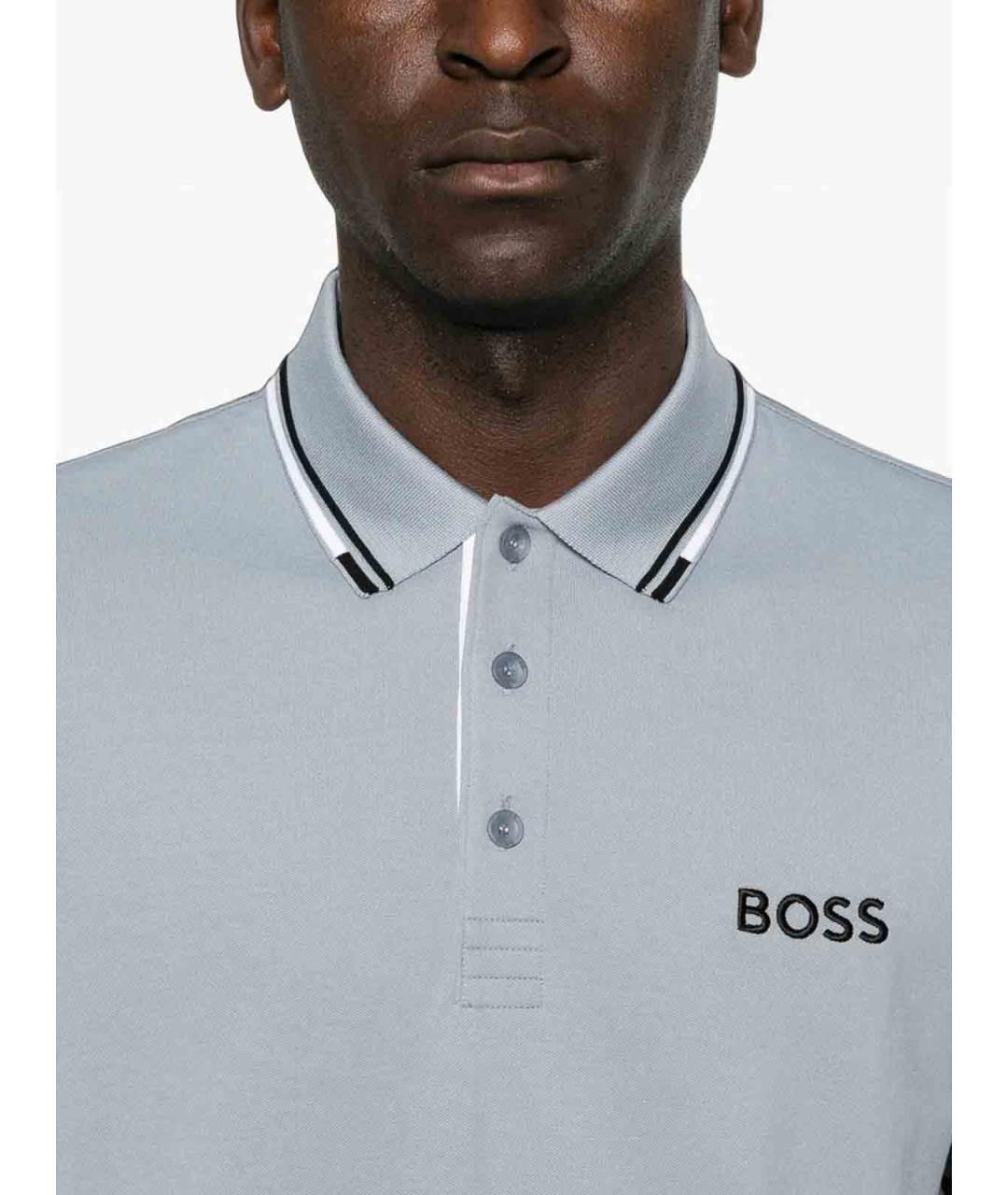 HUGO BOSS Голубое хлопковое поло с коротким рукавом, фото 4