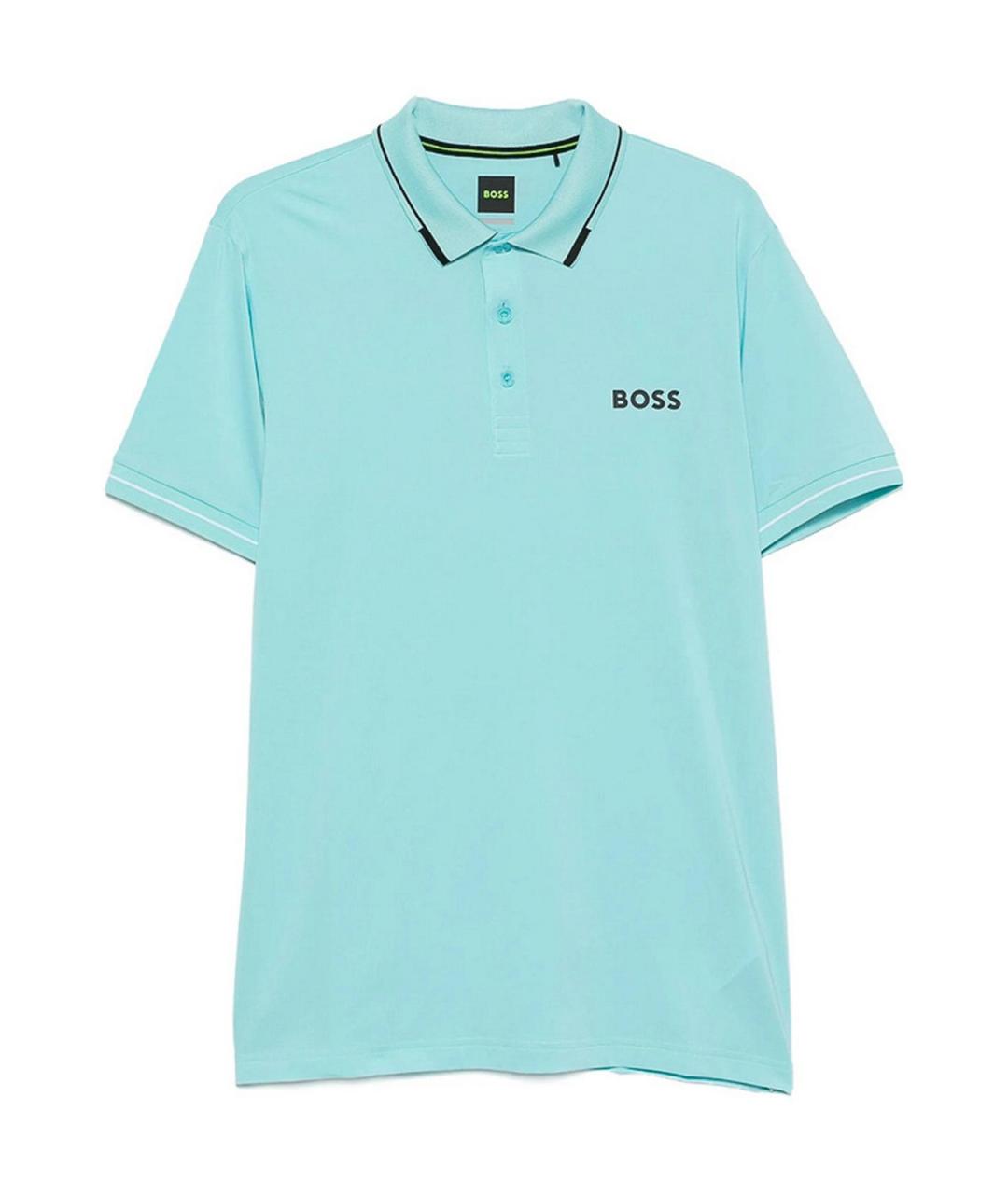 HUGO BOSS Голубое поло с коротким рукавом, фото 1