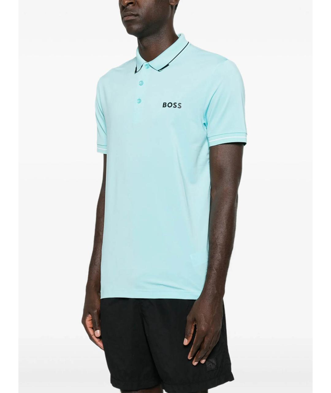 HUGO BOSS Голубое поло с коротким рукавом, фото 5