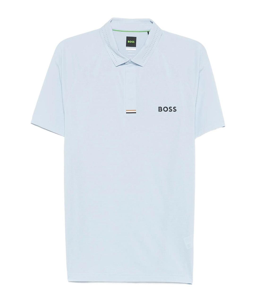 HUGO BOSS Голубое хлопковое поло с коротким рукавом, фото 1