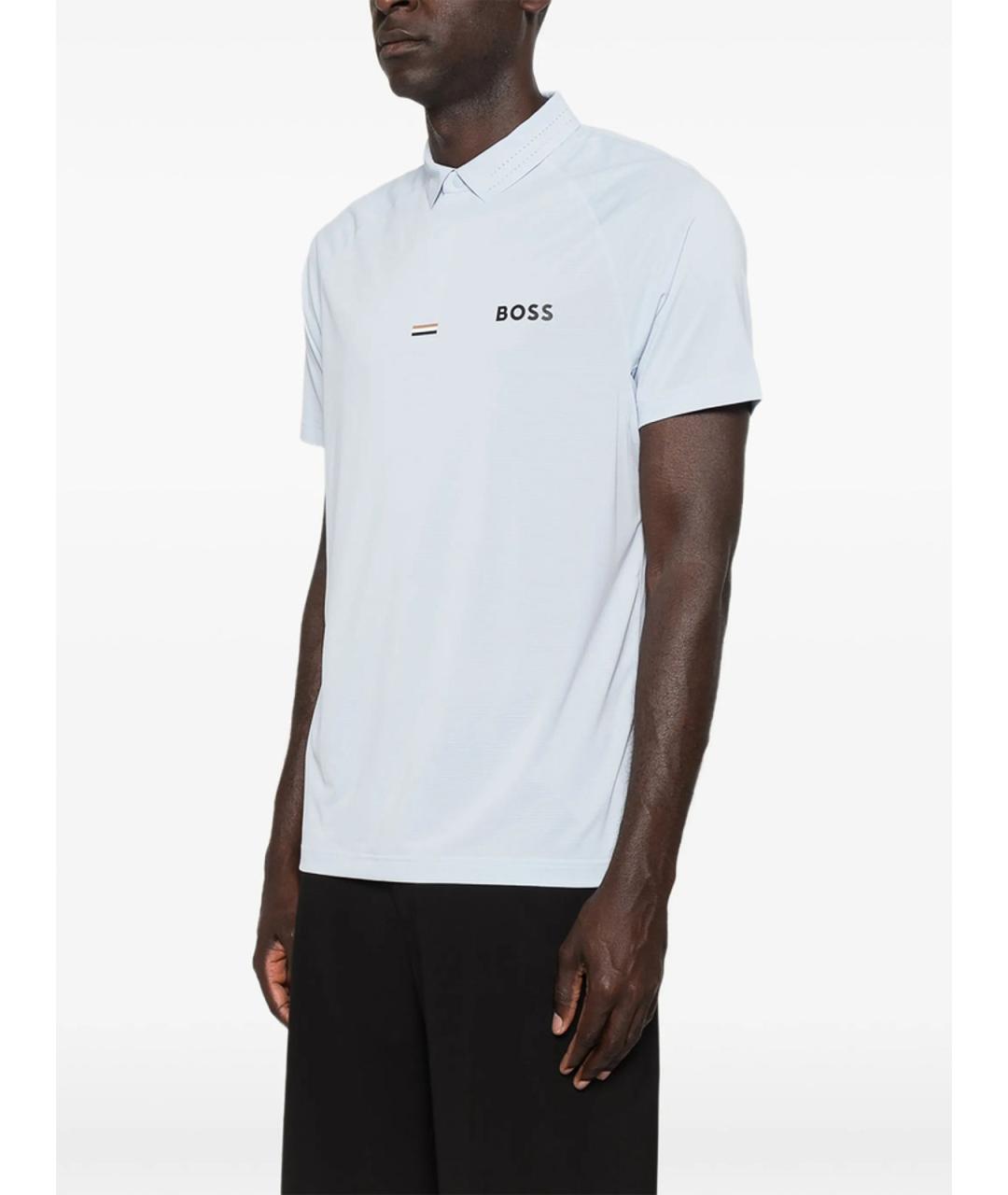 HUGO BOSS Голубое хлопковое поло с коротким рукавом, фото 5