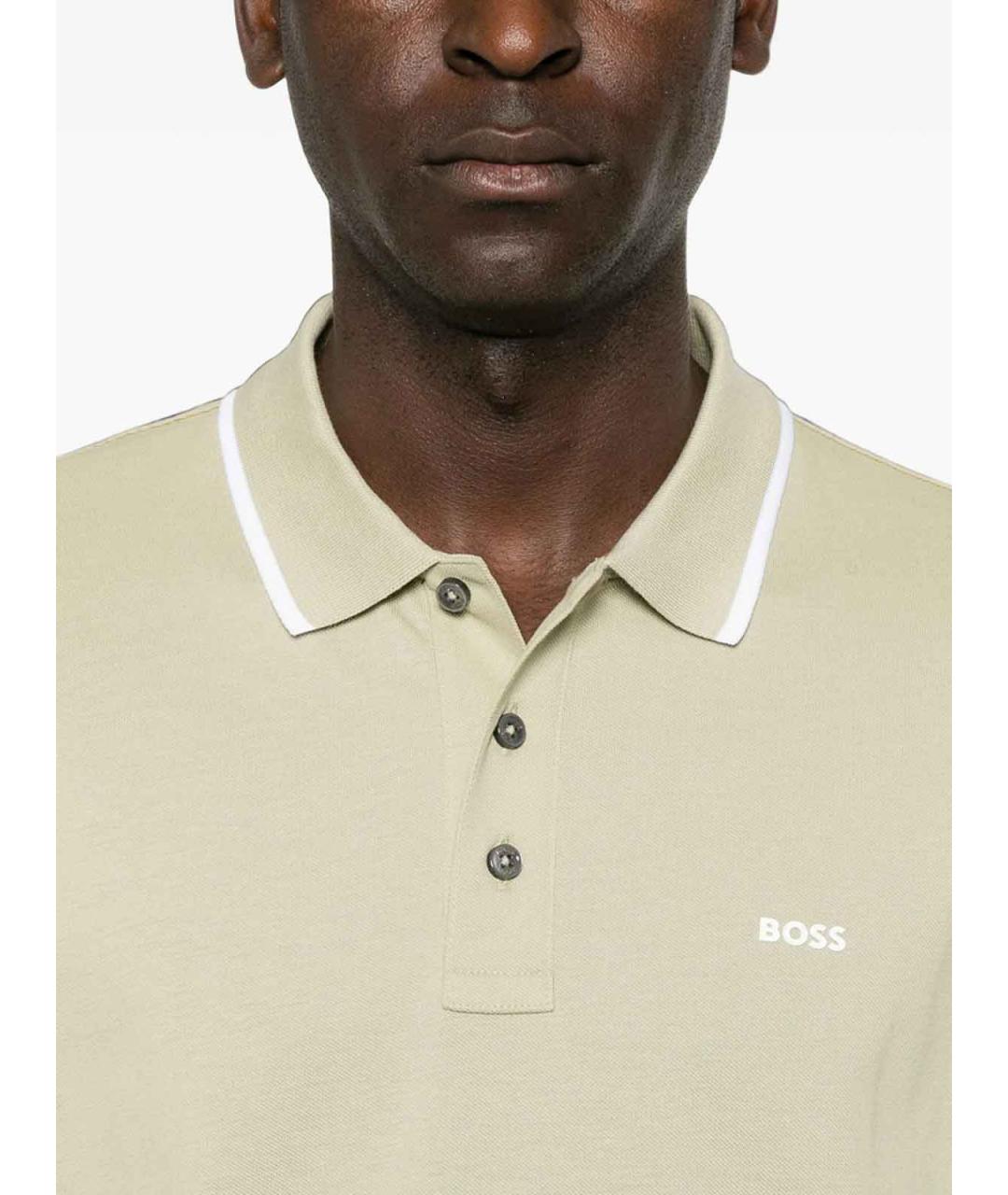 HUGO BOSS Зеленое хлопковое поло с коротким рукавом, фото 4