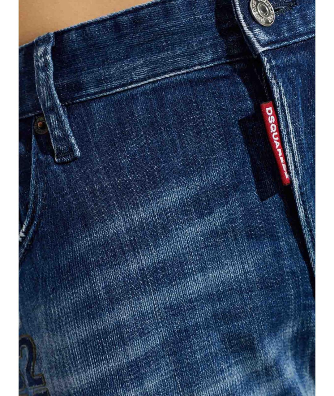 DSQUARED2 Синие хлопковые прямые джинсы, фото 2