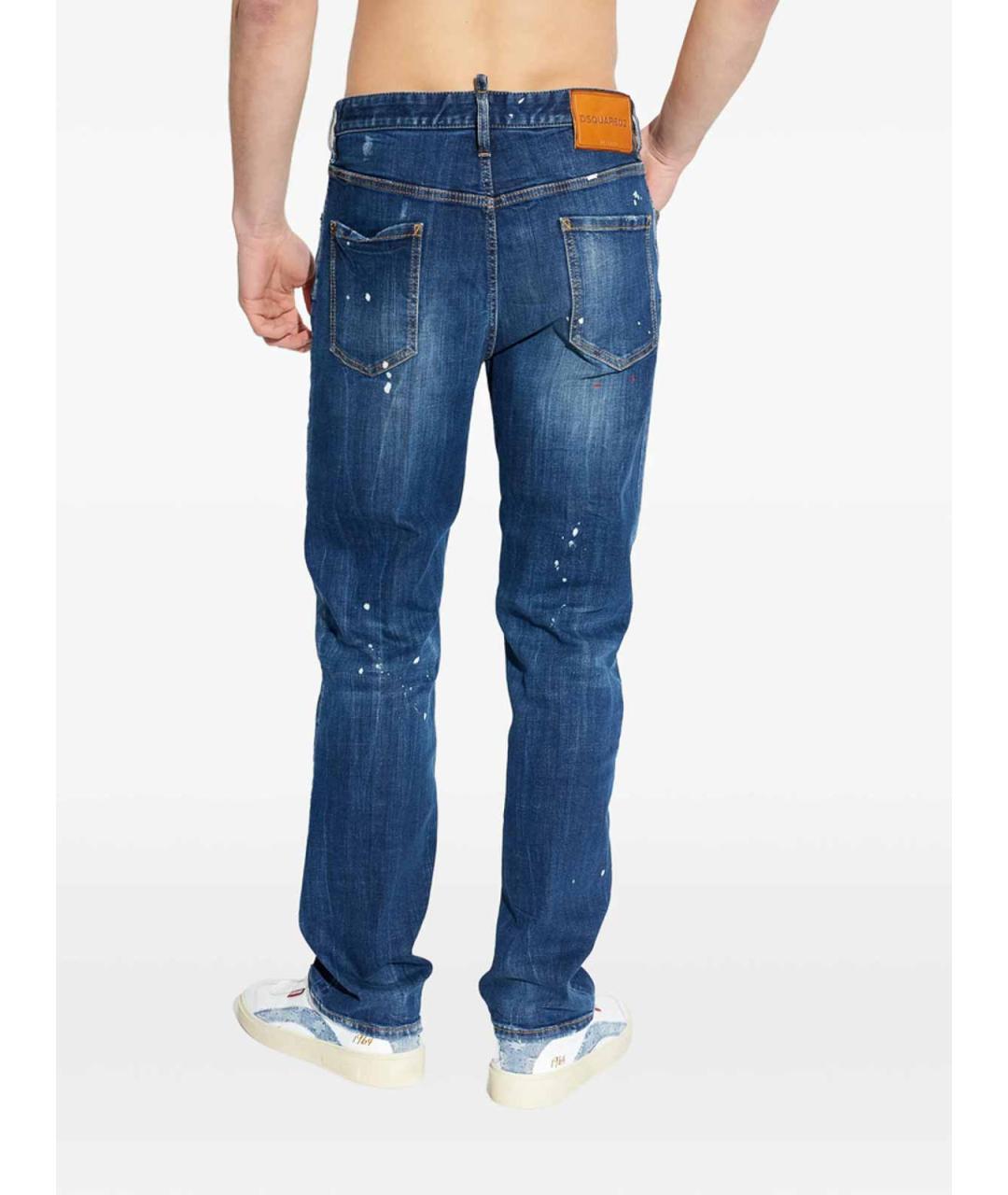 DSQUARED2 Синие хлопковые прямые джинсы, фото 4