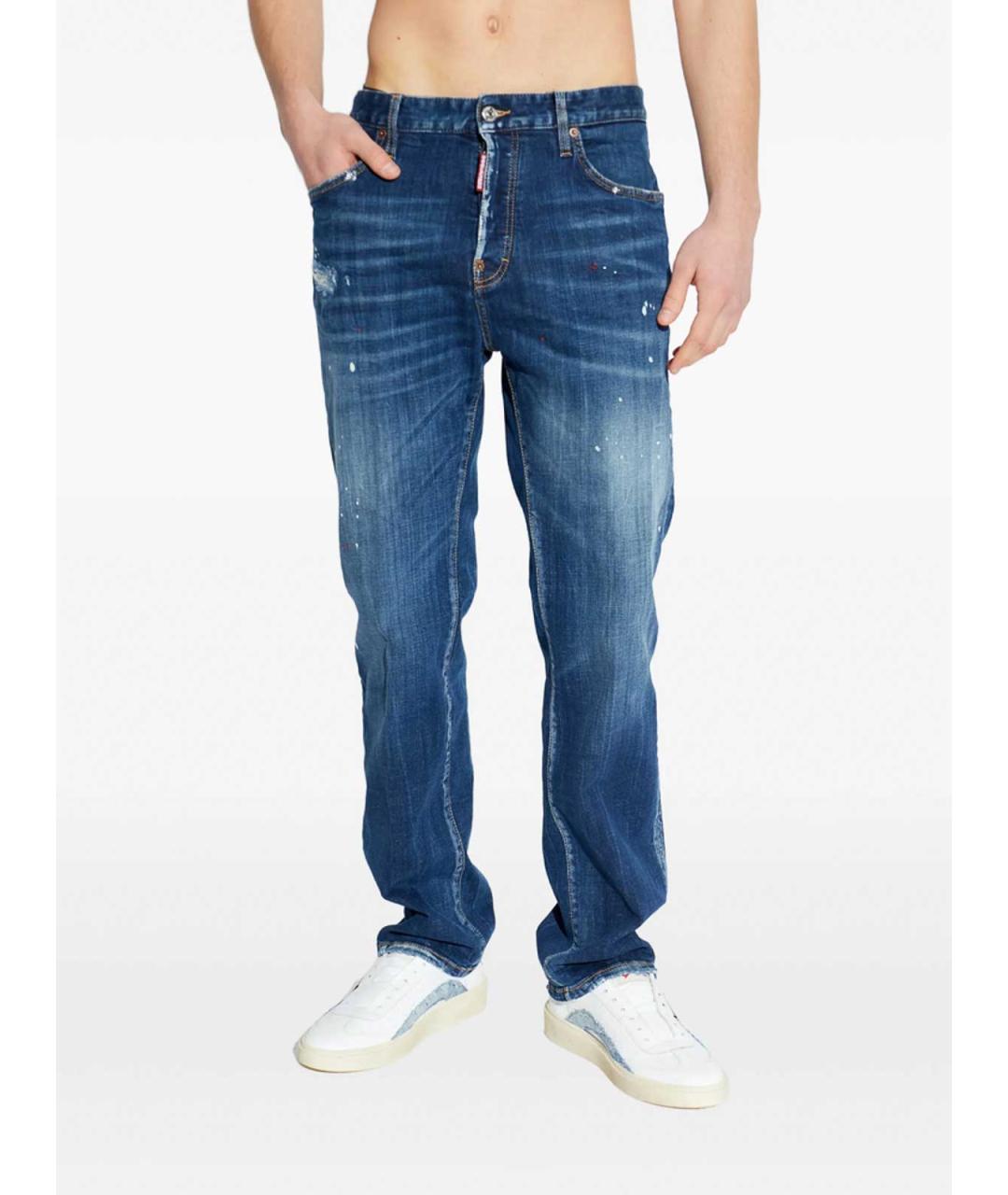 DSQUARED2 Синие хлопковые прямые джинсы, фото 5