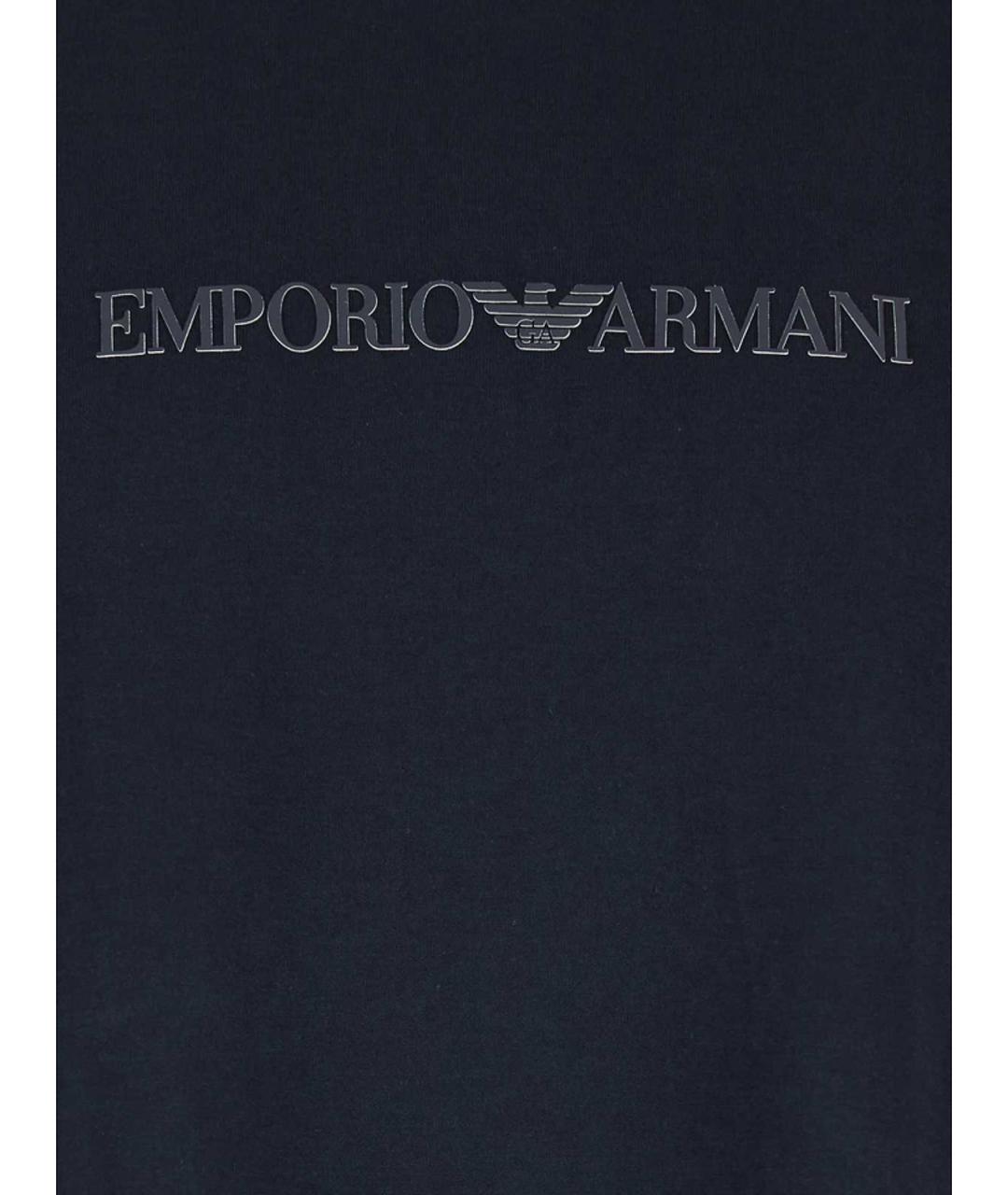 EMPORIO ARMANI Синяя хлопковая футболка, фото 2