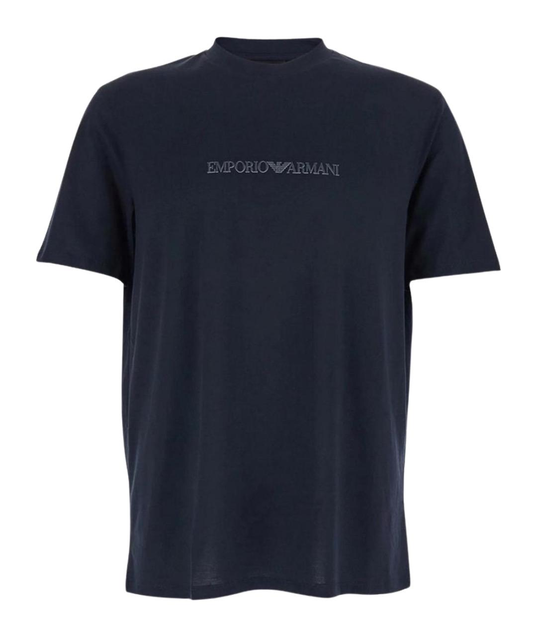 EMPORIO ARMANI Синяя хлопковая футболка, фото 1