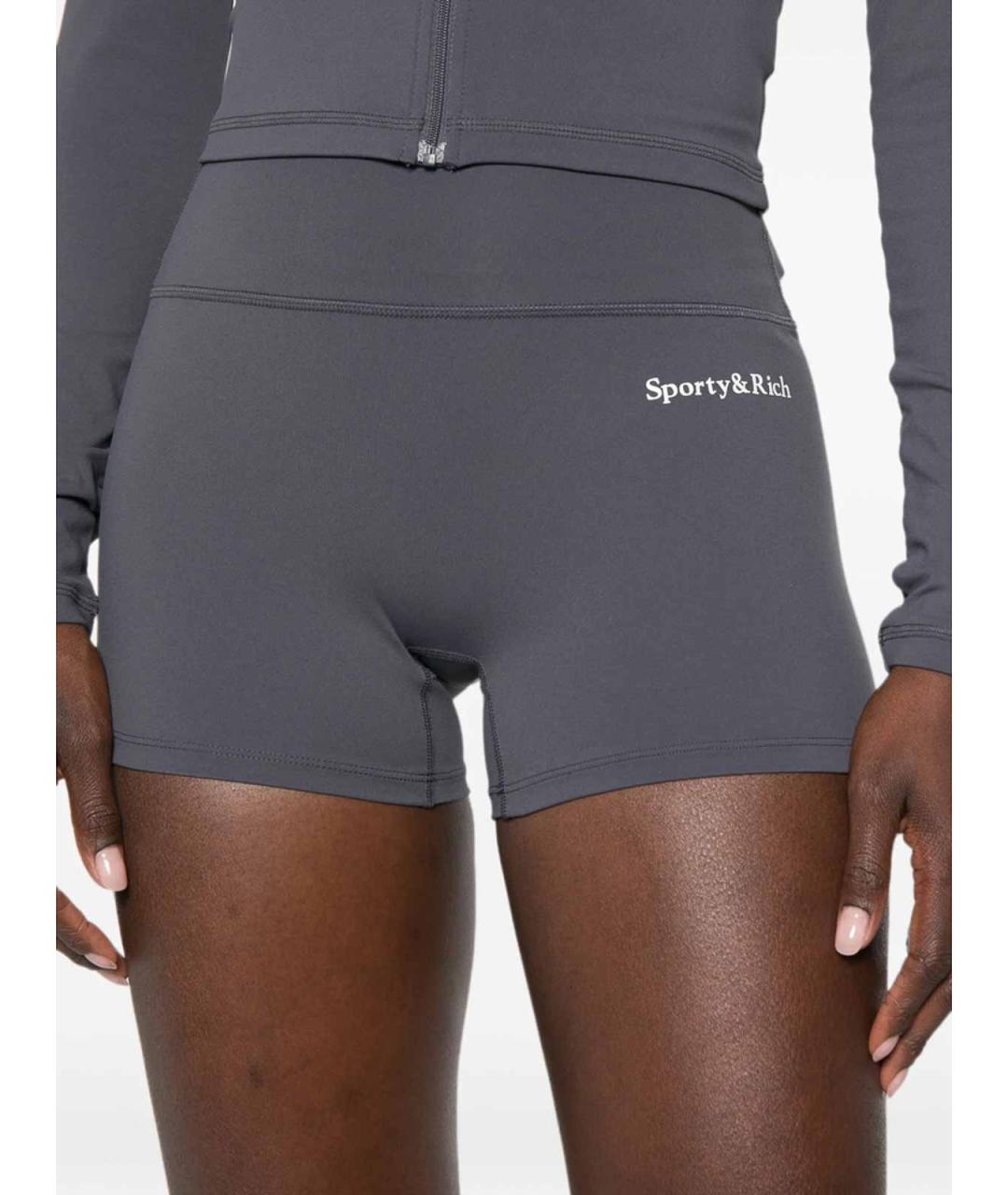 SPORTY AND RICH Серые полиамидовые спортивные брюки и шорты, фото 3