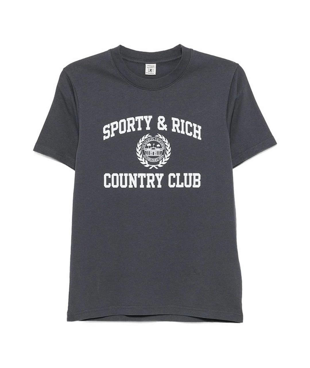 SPORTY AND RICH Серая хлопковая футболка, фото 1