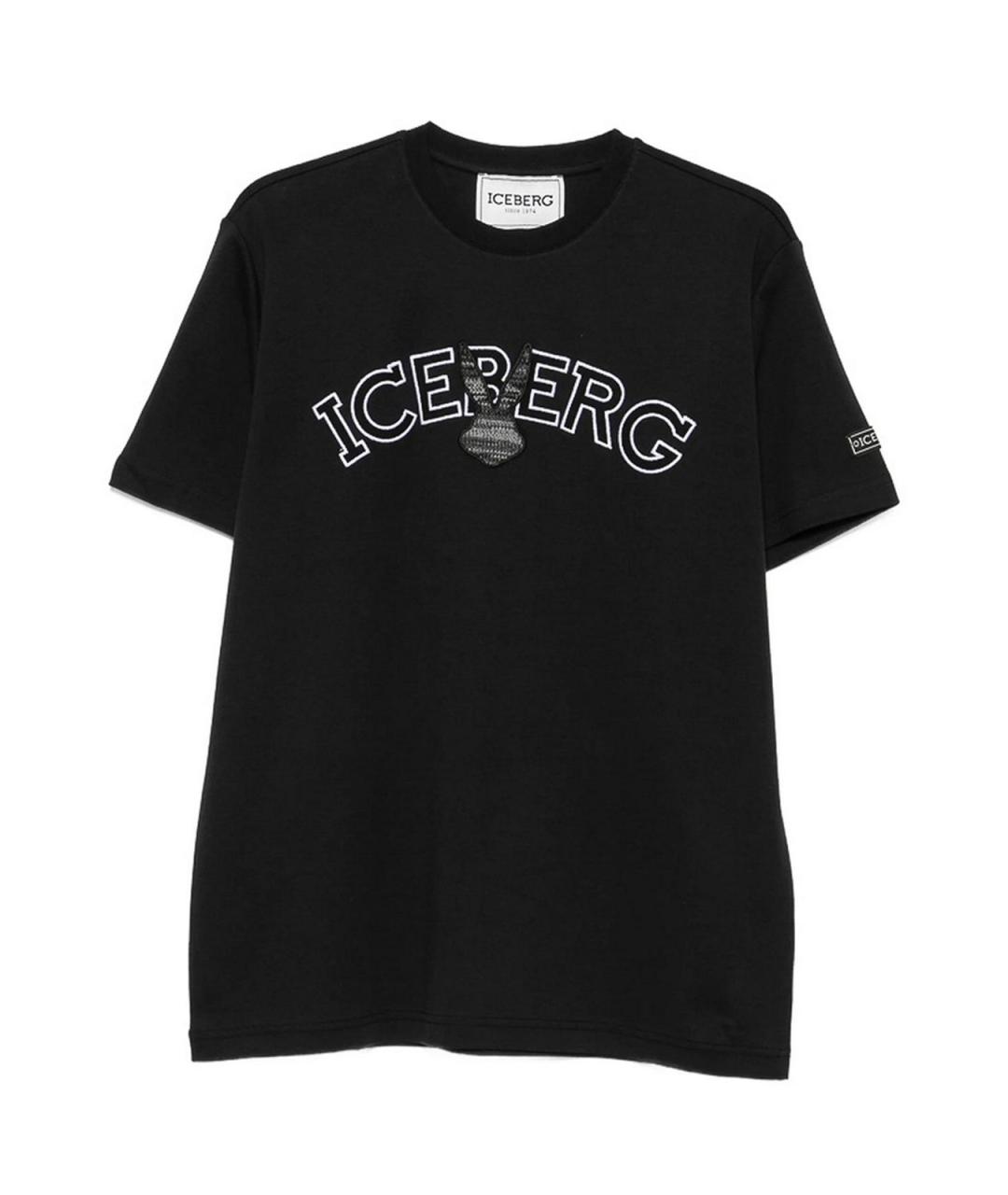 ICEBERG Темно-синяя хлопковая футболка, фото 1