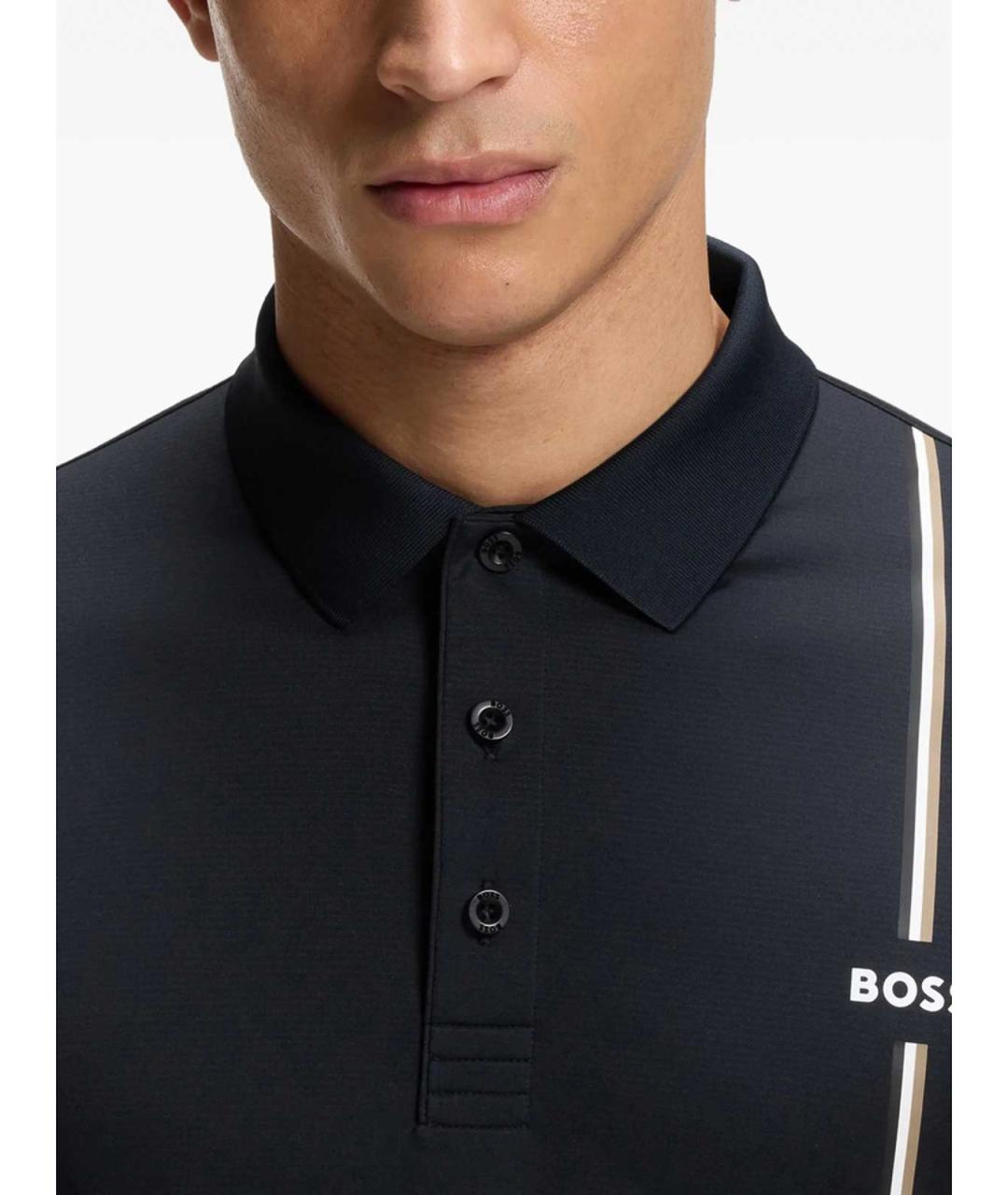 HUGO BOSS Темно-синее поло с коротким рукавом, фото 2