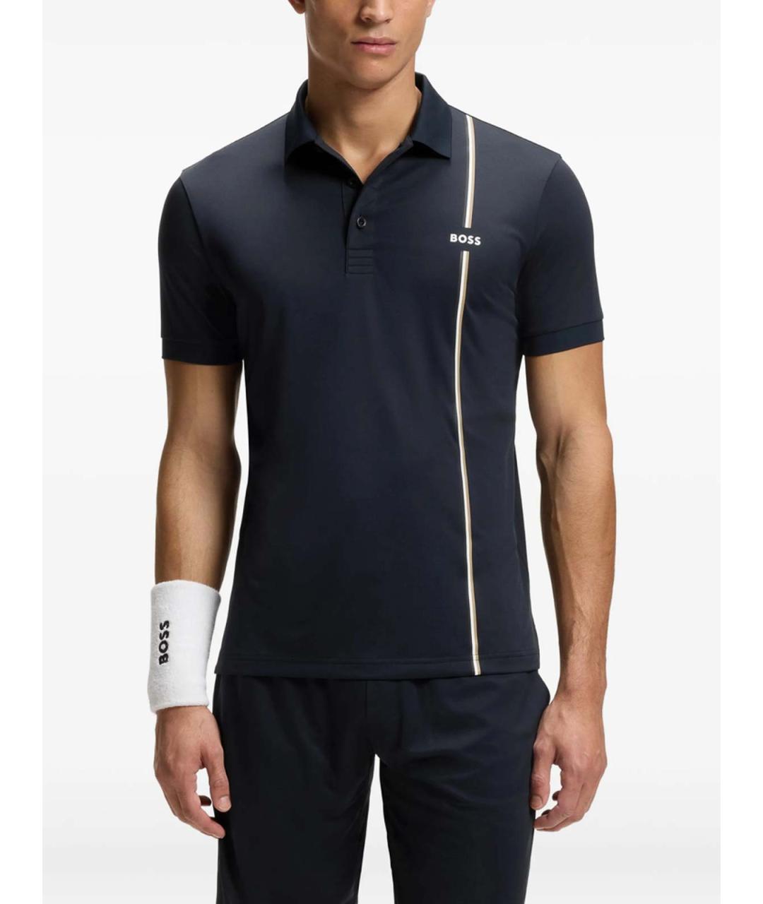 HUGO BOSS Темно-синее поло с коротким рукавом, фото 4