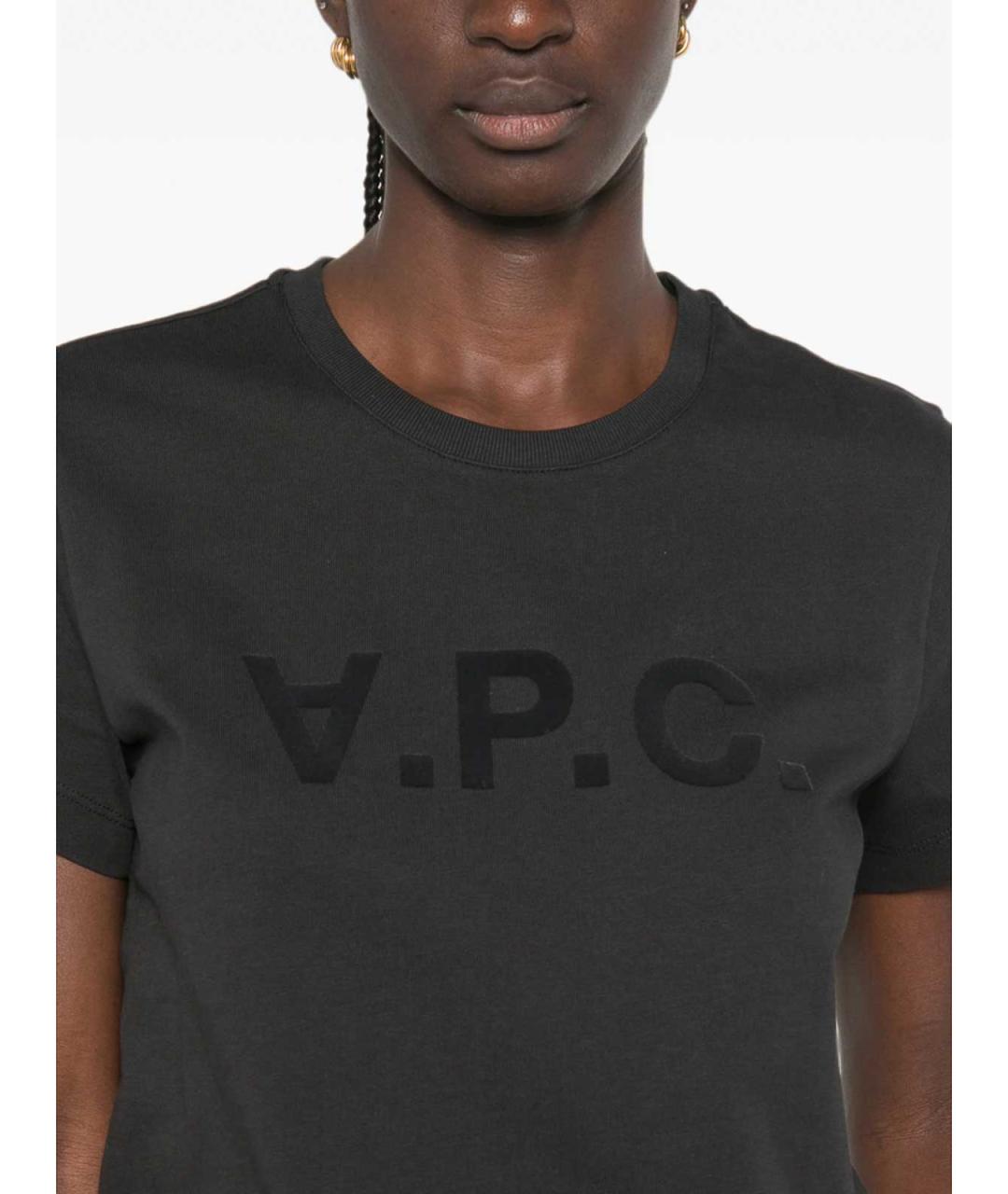 A.P.C. Черная хлопковая футболка, фото 2