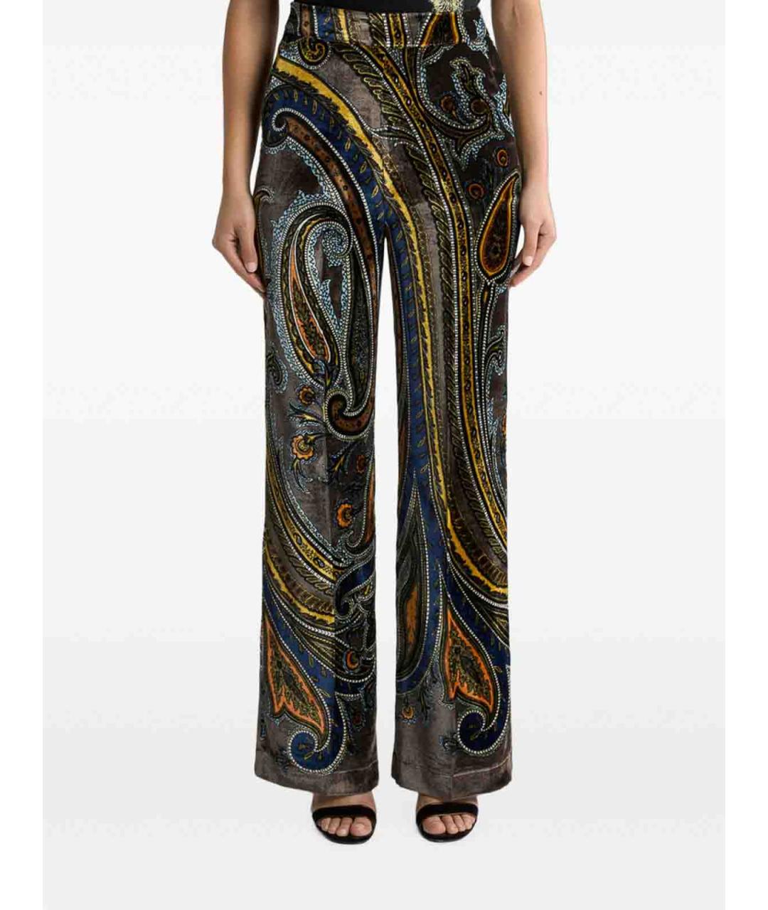 ETRO Мульти шелковые прямые брюки, фото 2