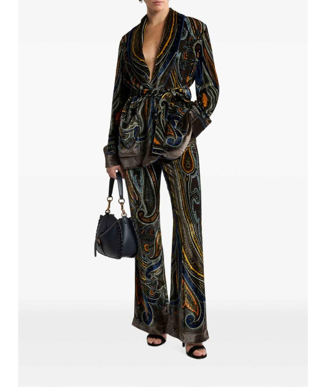 ETRO Мульти шелковые прямые брюки, фото 3