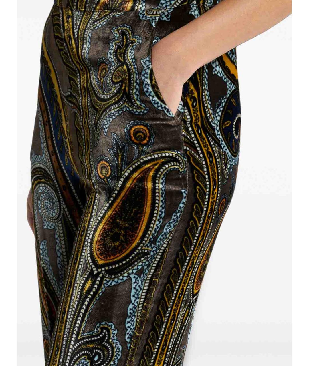 ETRO Мульти шелковые прямые брюки, фото 4