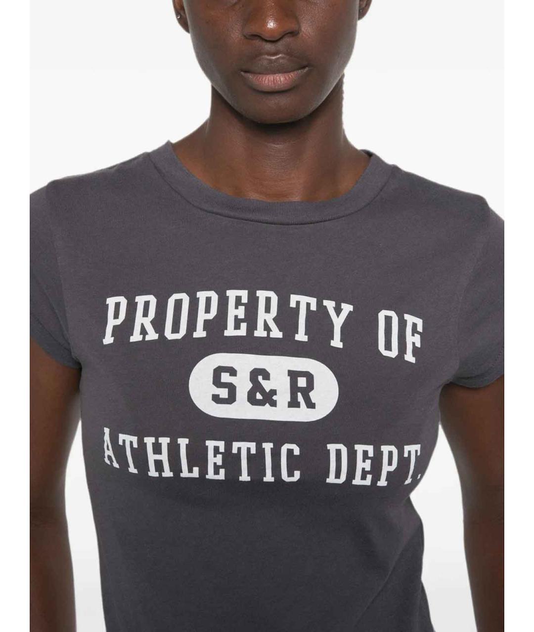 SPORTY AND RICH Серая хлопковая футболка, фото 2