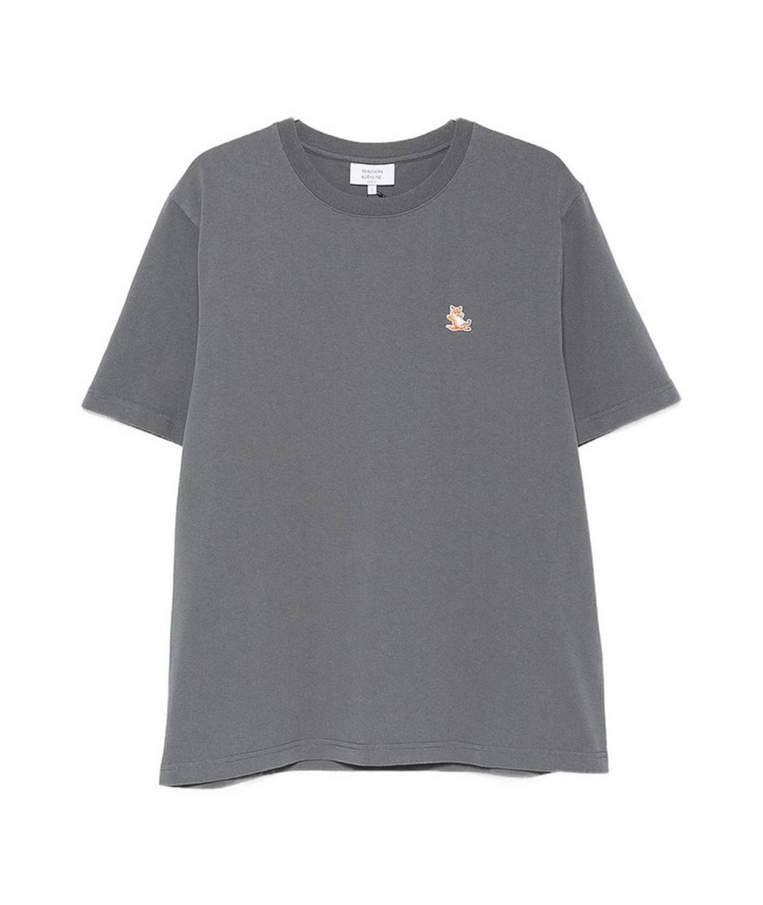 MAISON KITSUNE Серая хлопковая футболка, фото 1