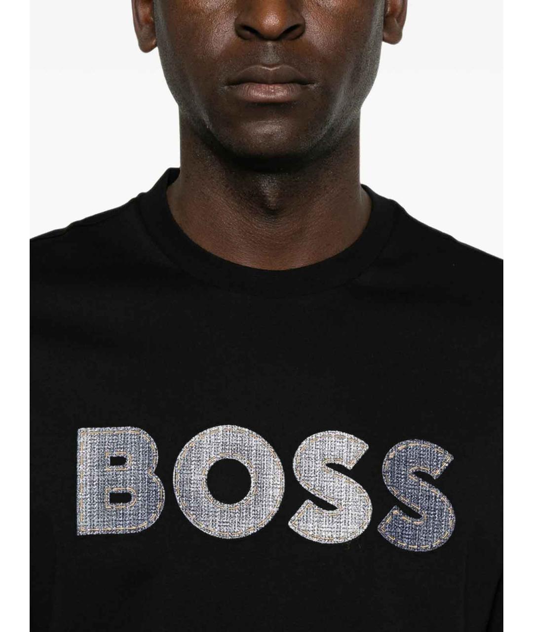 HUGO BOSS Черная хлопковая футболка, фото 3