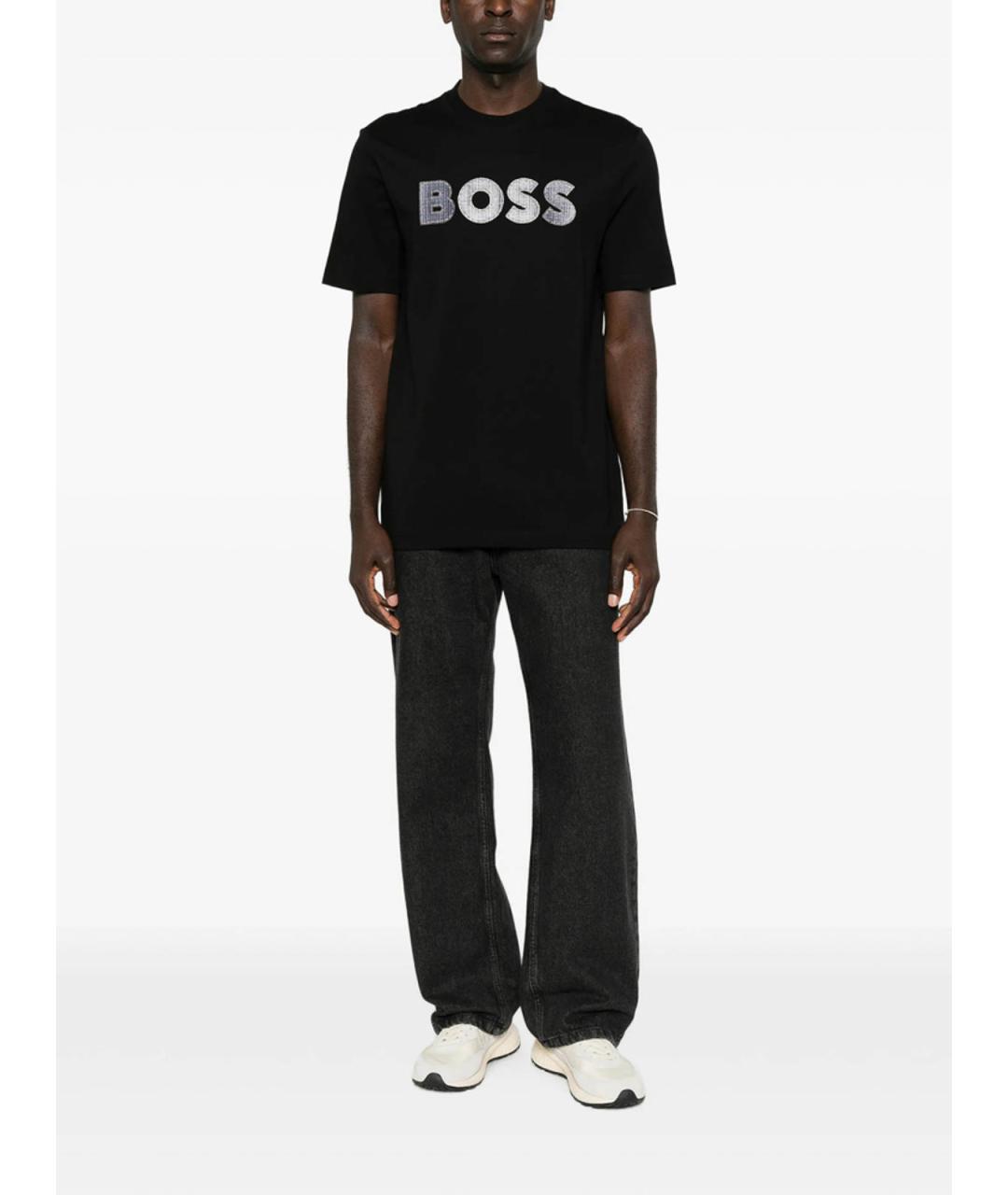 HUGO BOSS Черная хлопковая футболка, фото 4