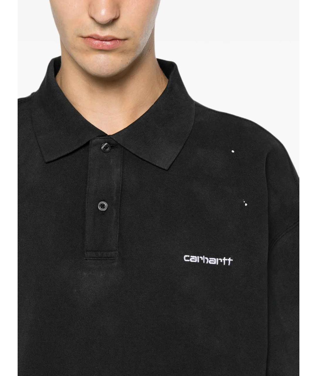 CARHARTT Черное хлопковое поло с коротким рукавом, фото 2
