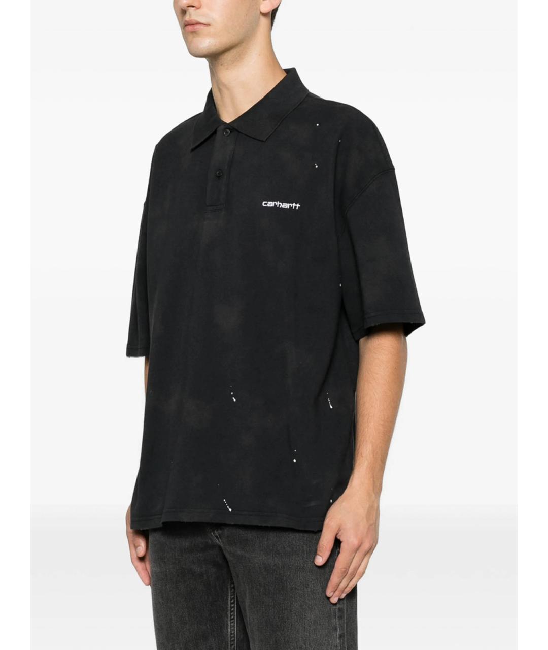 CARHARTT Черное хлопковое поло с коротким рукавом, фото 4