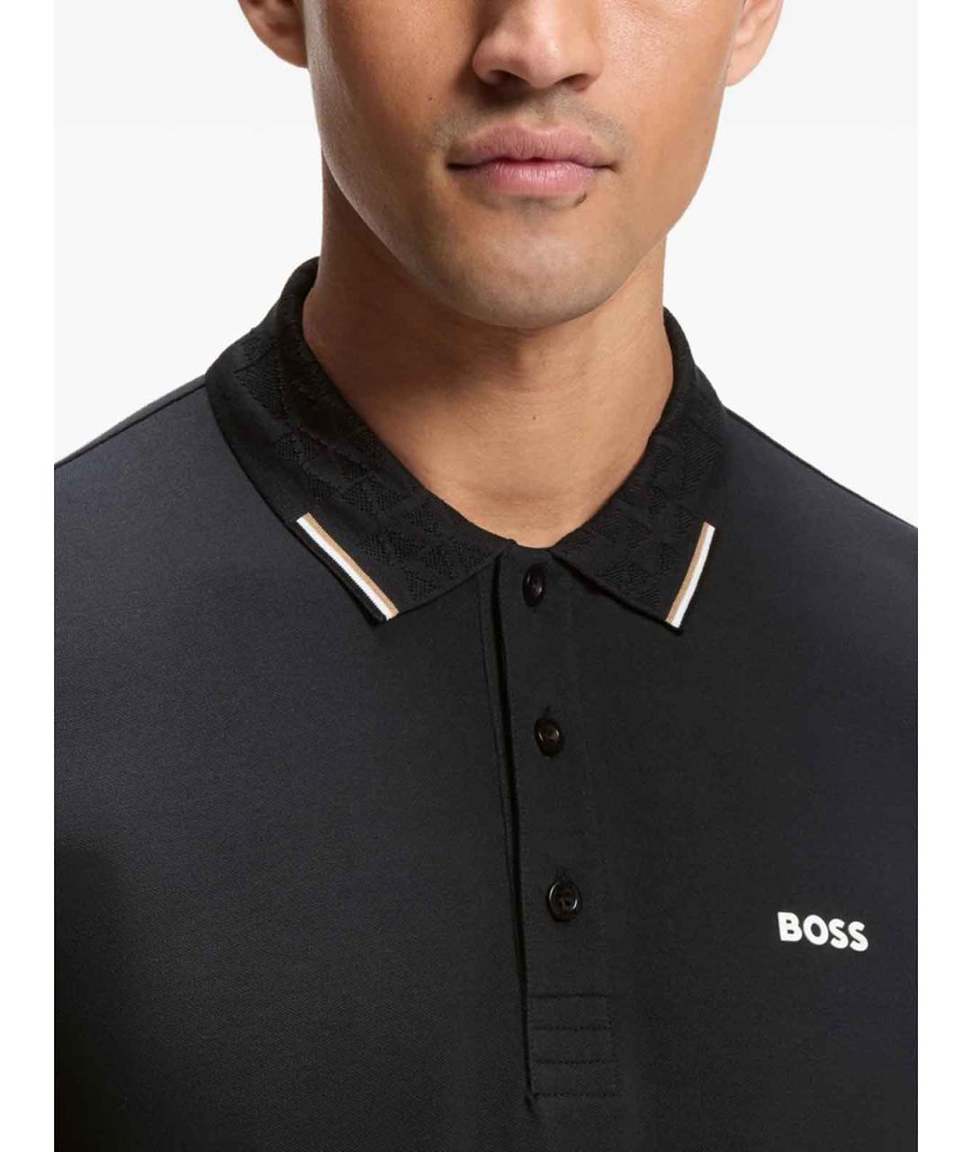 HUGO BOSS Черное хлопковое поло с коротким рукавом, фото 5