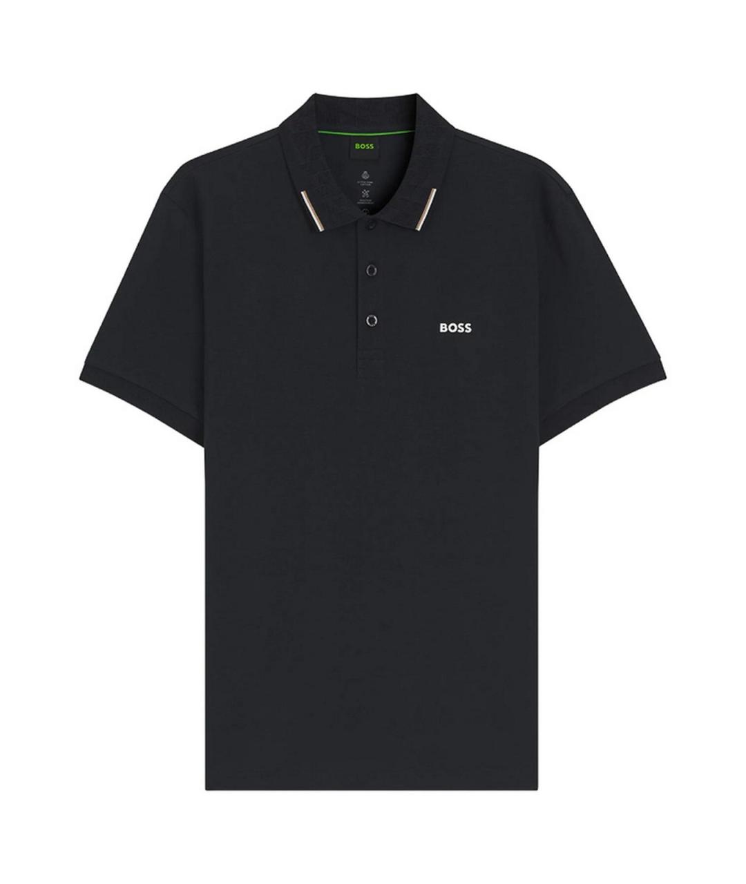 HUGO BOSS Черное хлопковое поло с коротким рукавом, фото 1