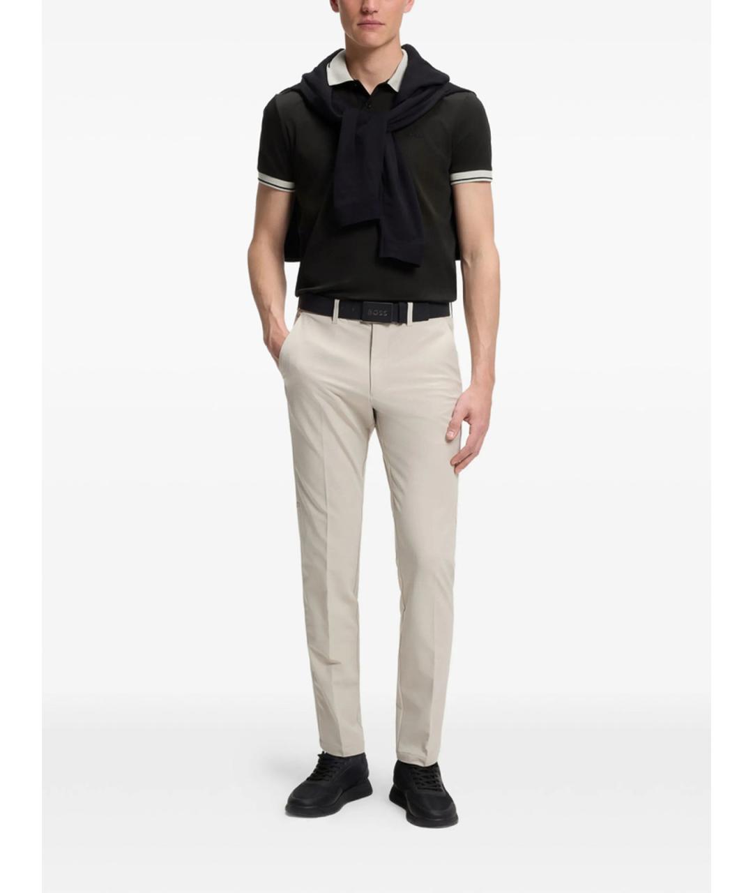 HUGO BOSS Черное хлопковое поло с коротким рукавом, фото 3