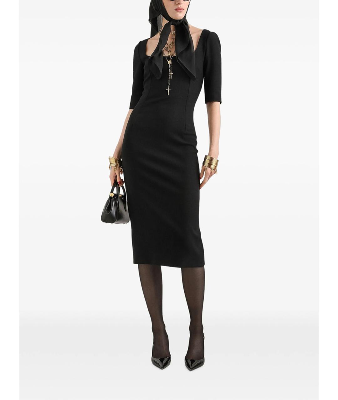 DOLCE&GABBANA Черное шерстяное повседневное платье, фото 3