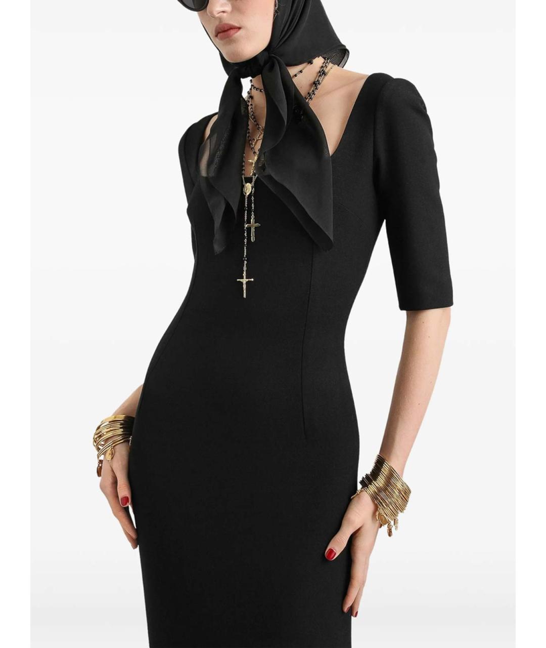 DOLCE&GABBANA Черное шерстяное повседневное платье, фото 5