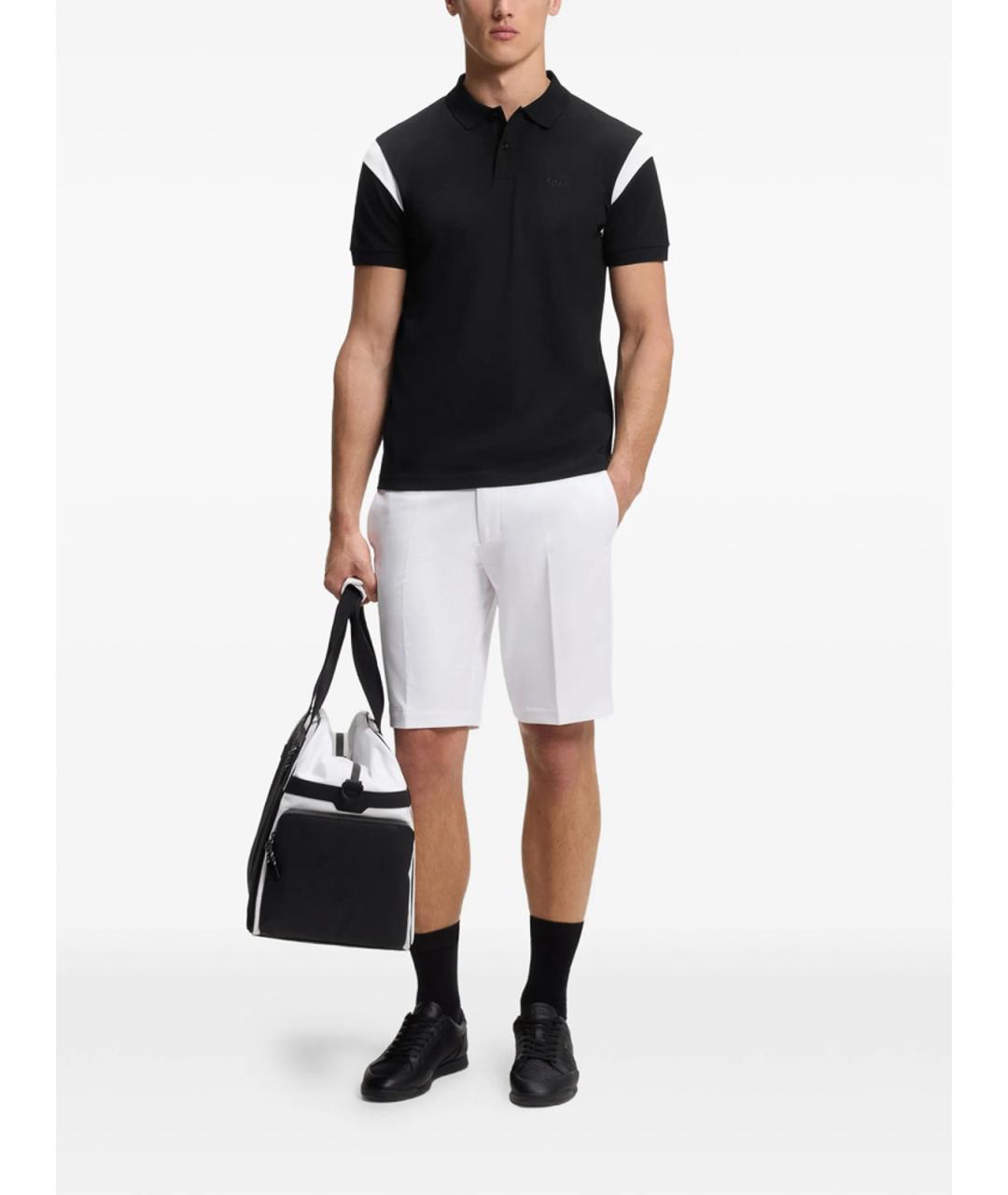 HUGO BOSS Черное хлопковое поло с коротким рукавом, фото 2