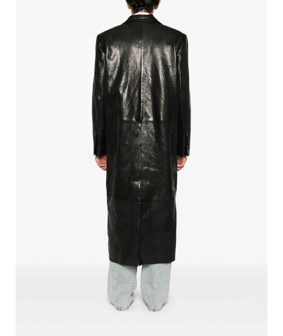 ANN DEMEULEMEESTER Черное кожаное пальто, фото 5