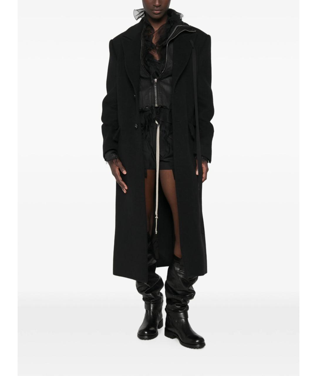 ANN DEMEULEMEESTER Черное шерстяное пальто, фото 3