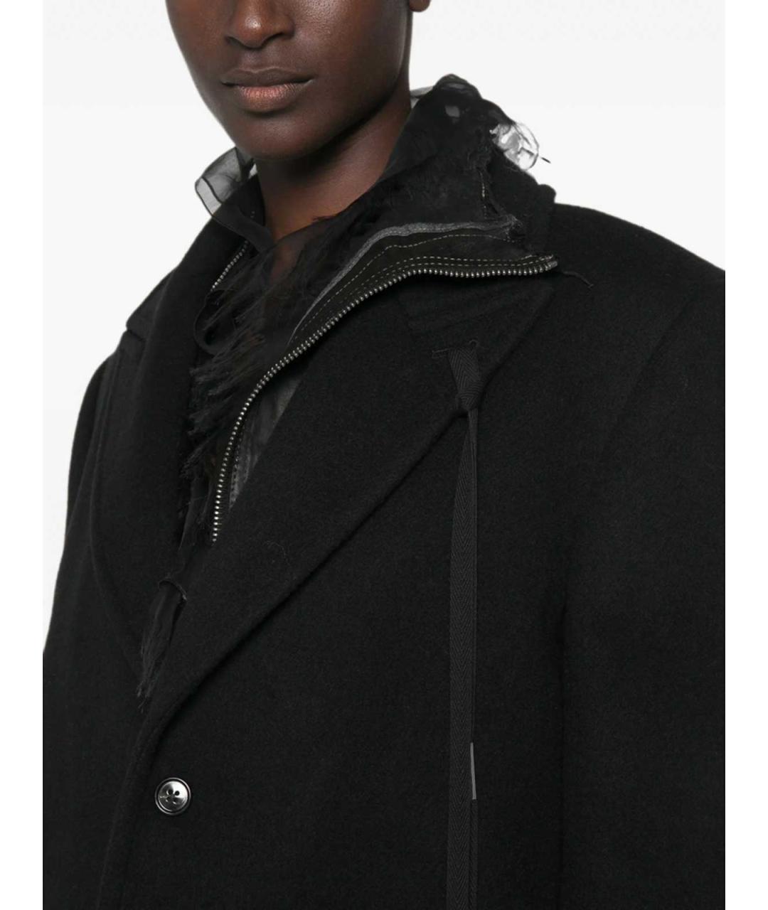 ANN DEMEULEMEESTER Черное шерстяное пальто, фото 2