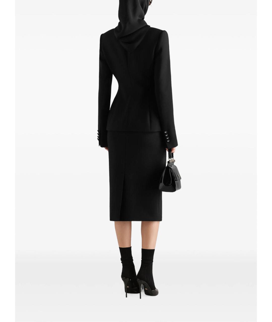 DOLCE&GABBANA Черная шерстяная юбка миди, фото 2