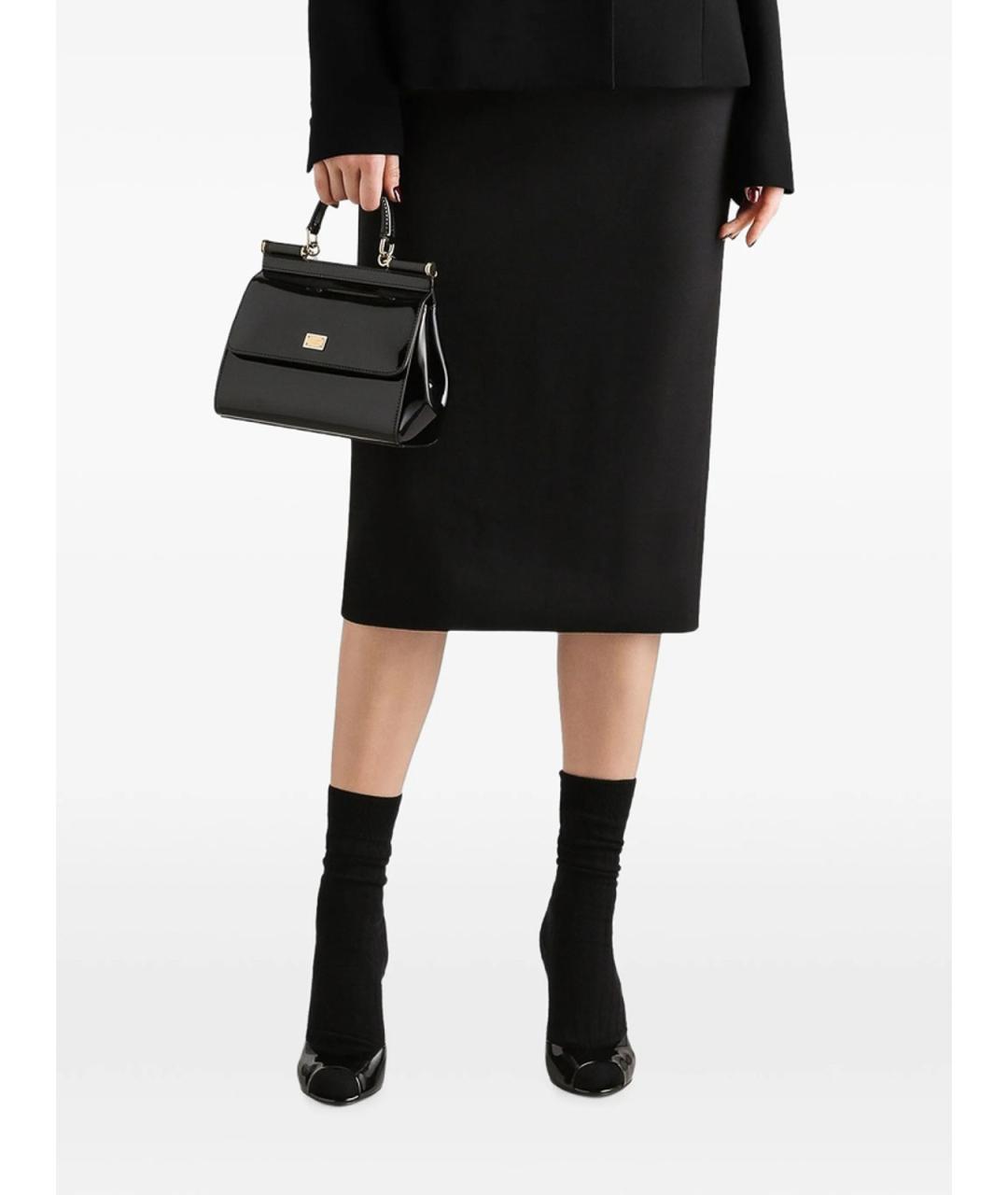 DOLCE&GABBANA Черная шерстяная юбка миди, фото 3