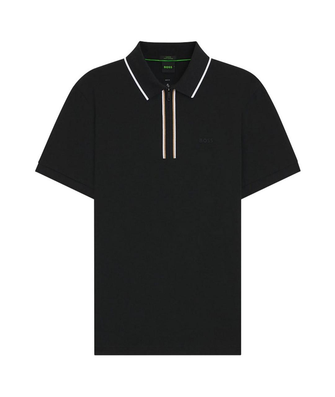 HUGO BOSS Черное хлопковое поло с коротким рукавом, фото 1