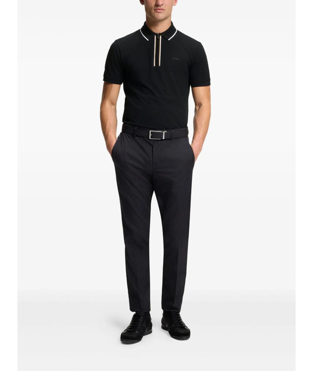 HUGO BOSS Черное хлопковое поло с коротким рукавом, фото 3