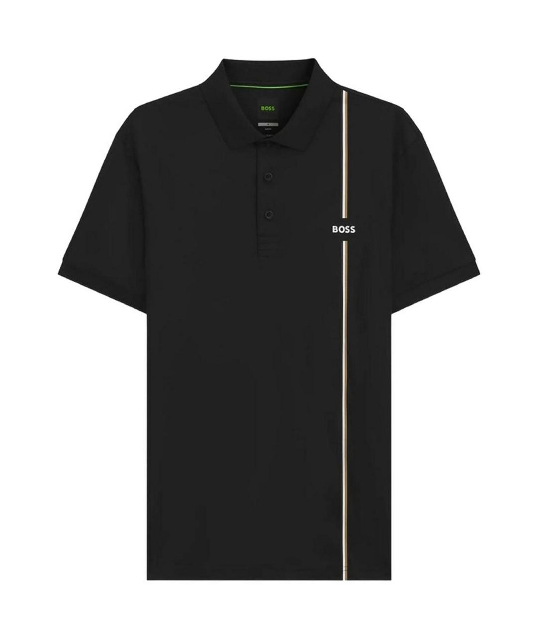HUGO BOSS Черное хлопко-полиэстеровое поло с коротким рукавом, фото 1