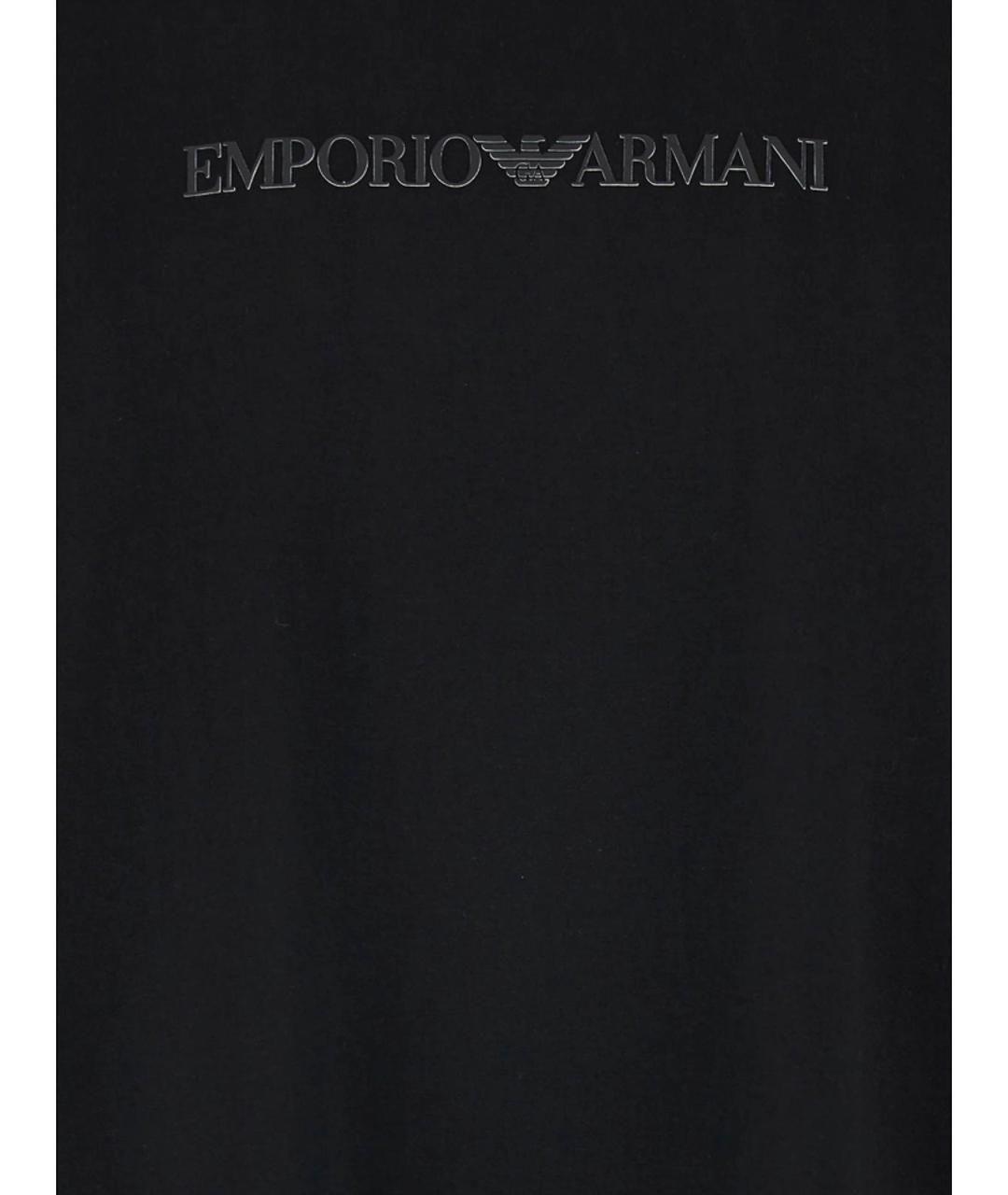 EMPORIO ARMANI Черная хлопковая футболка, фото 3