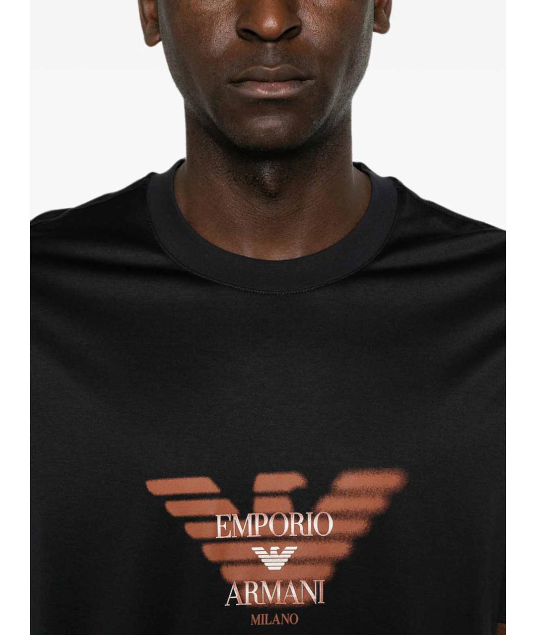 EMPORIO ARMANI Черная хлопковая футболка, фото 5