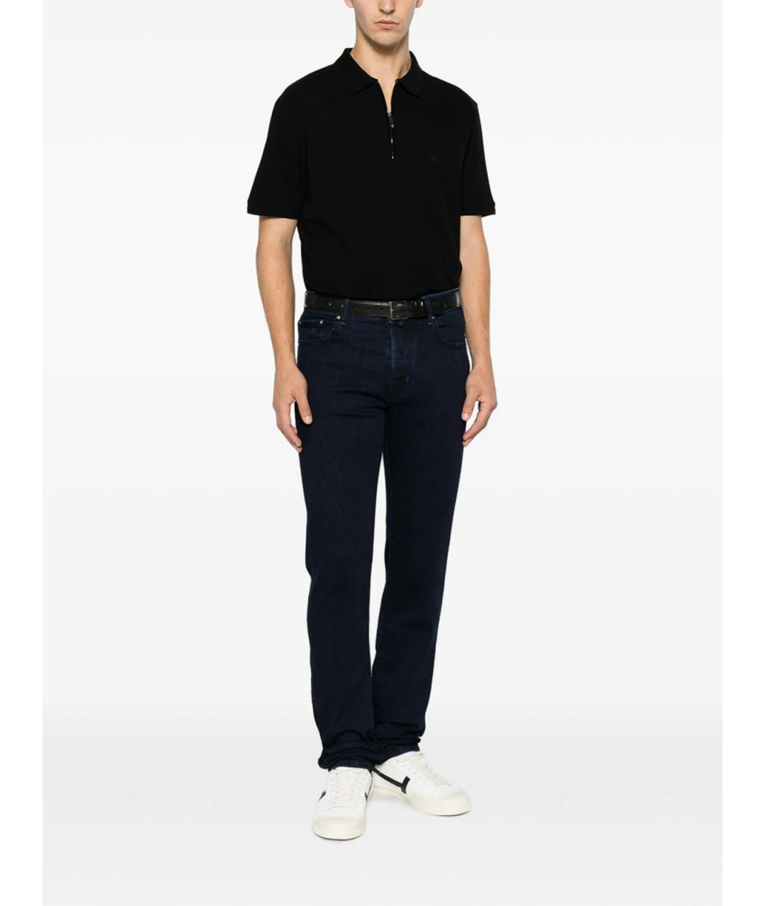 EMPORIO ARMANI Черное хлопковое поло с коротким рукавом, фото 4